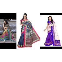 Sharda Creation Multicolour  Bhagalpuri silk saree  Combo saree