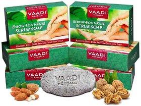 Vaadi Herbals Pack of 6 Elbow-Foot-Knee Scrub Soap with Almond  Walnut Scrub (75 gms x 6)