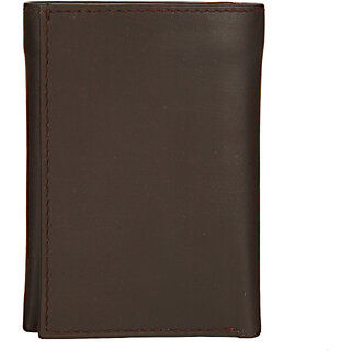 JL Collections Mens Brown Genuine Leather Three Fold Wallet (9 Card Slots)