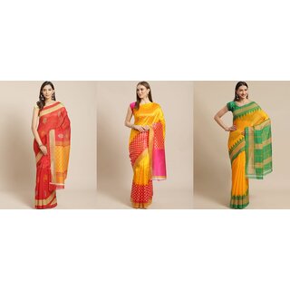 Sharda Creation Multicoloured Printed Saree Pack Of 3 Saree