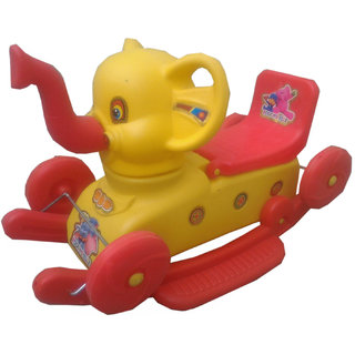 Oh Baby Multi color Rocking Plastic Elephant With Wheel SE-RT-06