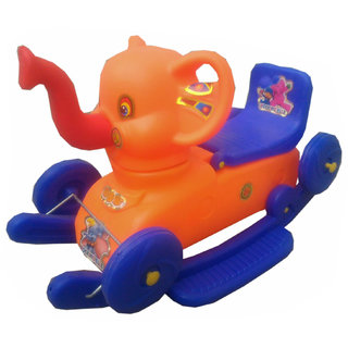 Oh Baby Multi color Rocking Plastic Elephant With Wheel SE-RT-07