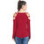 BuyNewTrend Maroon Cotton Blend Sexy Cold Shoulder Cut Long Sleeve Top For Women