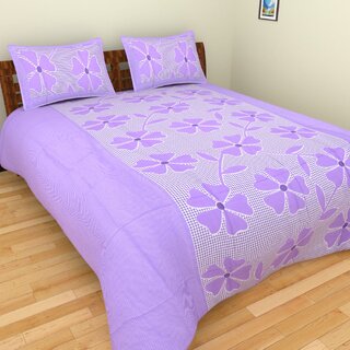                       Choco Creatin   3D Printed Like Cotton Purple Frooti Printed Double Bedsheet With 2 Pillow Cover                                              