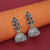 Meia Oxidised Plated Leaf Design Jhumki Earrings