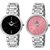Armado Combo Of 2 Analoge BlackPink Round Dial Watch For Girls And Women_Lds Blk01 Pnk01