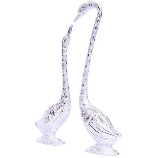 Unbreakable Pair of 15 inch tall Silver Color Pair of Swan