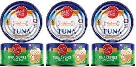 Golden Prize Tuna Chunk In Extra Virgin Olive Oil 185Gms Each - Pack of 3 Units