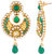 Voylla Pair Of Exquisite Chandbaali Earrings Decked With Pearl Beads & Faux Green Stones