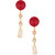 Voylla Golden Pink-White Stone Decked Dangler Earrings