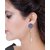 Voylla Pink-White Stone Decked Dangler Earrings
