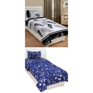 SHAKRIN 2 Single Bedsheets with 2 Pillow Covers, 60 x 90 Inch (Pack of 2)