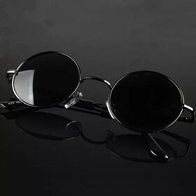Adam Jones Black Uv Protected Round Full Rim Metal Unisex Sunglasses
