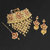 JewelMaze Red Austrian Stone Choker Necklace Set With Maang Tikka - 1113632