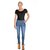 Blinder Women's Grey 4-Button Skinny Denim Jeans