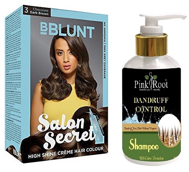 Buy Pink Root Dandruff Control Shampoo with Bblunt 3 Dark Brown Saloon  Secret Hair Color Online @ ₹399 from ShopClues