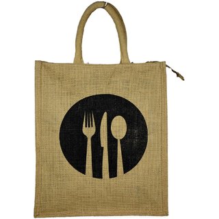 RYNA Stylish  Printed Jute Lunch Bag