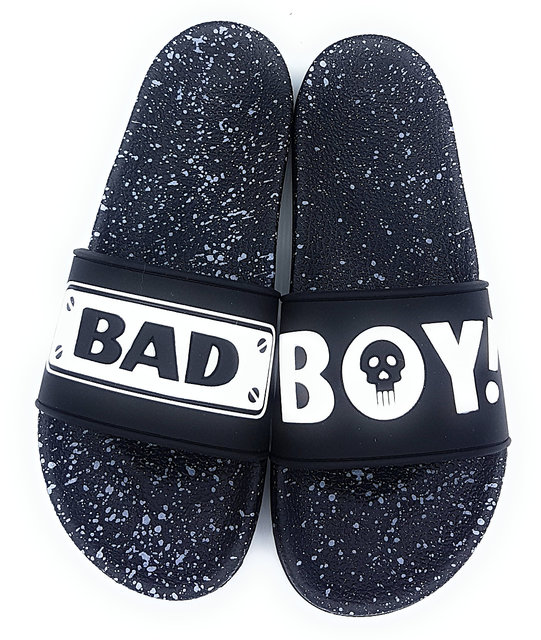 Black Bad Boy-Style Casual Flip Flops 