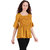 POPWINGS Casual Plain square neck Poly moss fabric Tussle Mustard women top