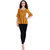 POPWINGS Casual Plain square neck Poly moss fabric Tussle Mustard women top
