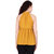 POPWINGS Casual  sleeveless Halter Neck Poly moss fabric Pearl Buttons Mustard women top
