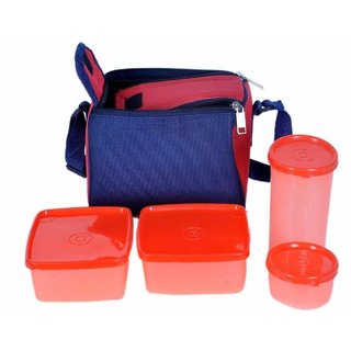 Buy S4D Plastic Rectangular Small Insulated Lunch Box with Carry Bag ...