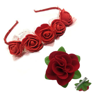 Buy Gadinfashion Pack Of Red Rose Hair Band Tiara Designed And Fabric Red Rose Flower Hair Clip Hair Accessories For Girls Women Online Get 60 Off