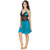 ARARA Satin and Lace Babydoll Nightwear Dress Turquoise and Black