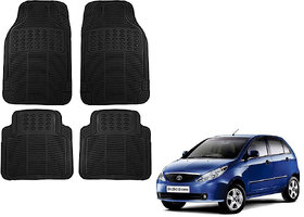 Auto Addict Car Simple Rubber Black Mats Set of 4Pcs For Tata Indica Vista