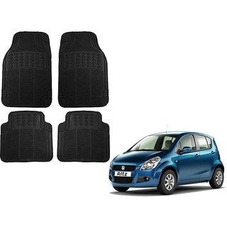 Auto Addict Car Simple Rubber Black Mats Set of 4Pcs For Maruti Suzuki Ritz