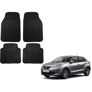 Auto Addict Car Simple Rubber Black Mats Set of 4Pcs For Maruti Suzuki Baleno Nexa