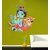 EJA Art Combo of 4 Vinyl Wall Sticker Lord Krishna Flute Playing With Cow Love Birds With Hearts Magical Tree Makhanchor