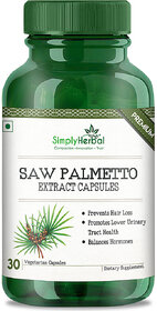 Simply Herbal 800 Mg 100 Pure Saw Palmetto Extract Veg Capsules - 30 Count