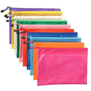Buy DIY Crafts A4 Zipper File Bags, Double Layers Mesh Envelope ...