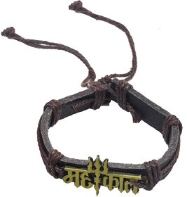 Sullery Lord Shiv Trishul Mahakal Leather Bracelet
