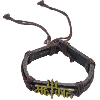 Sullery Lord Shiv Trishul Mahakal Leather Bracelet
