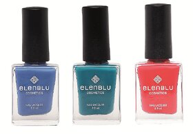 Marine Azure Sapphire and Valentine Red 9.9ml Each Elenblu Pastels Nail Polish Set of 3 Nail Polish