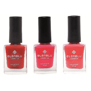 Mulberry Red Velvet Plum and Valentine Red 9.9ml Each Elenblu Pastels Nail Polish Set of 3 Nail Polish