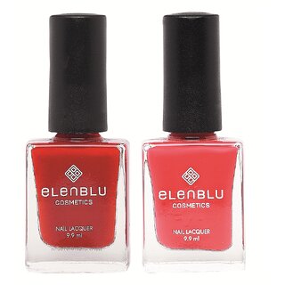 Mulberry Red and Valentine Red 9.9ml Each Elenblu Pastels Nail Polish Set of 2 Nail Polish