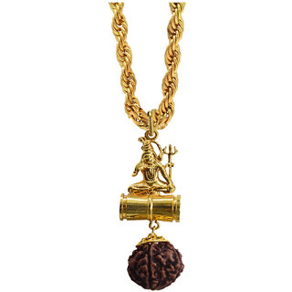 Sullery Religious Jewelry Loard Shiv Shankar Mahadev Locket With Rope Chain Necklace Pendant