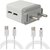Dual Port USB Mobile charger for All Smart Phones with 1 meter white USB CABLE