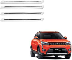 Auto Addict Single Chrome Stainless Steel, Plastic Car Bumper Guard Protector Set of 4 Pcs For Mahindra XUV 300