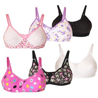 Minha  Women's Cotton Full Coverage Beautiful Bra (Color-Multicolor)