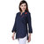 Women's / Girls Navy Blue Cotton Embroidered Long Top/Kurti (Pack of 1) Small