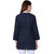 Women's / Girls Navy Blue Cotton Embroidered Long Top/Kurti (Pack of 1) Small