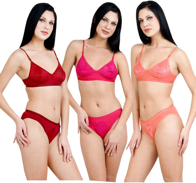 Stylish Bra and Panty Set for Women Girls Combo Pack of 3