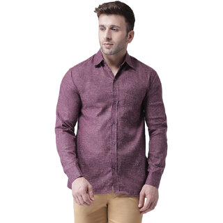Riag Men's Purple Linen Full Shirt