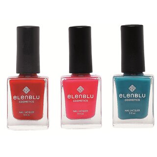                       Mulberry Red Velvet Plum and Sapphire 9.9ml Each Elenblu Pastels Nail Polish Set of 3 Nail Polish                                              