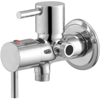 Oleanna Flora Brass 2 in 1 Angle Valve with Wall Flange  Chrome Finish