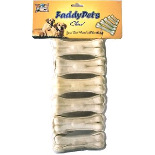 FADDYPET 3 inch (Pack of 6pc) Natural Flavor Raw Hide Pressed Bone Dog Chew  (200 g, Pack of 6)